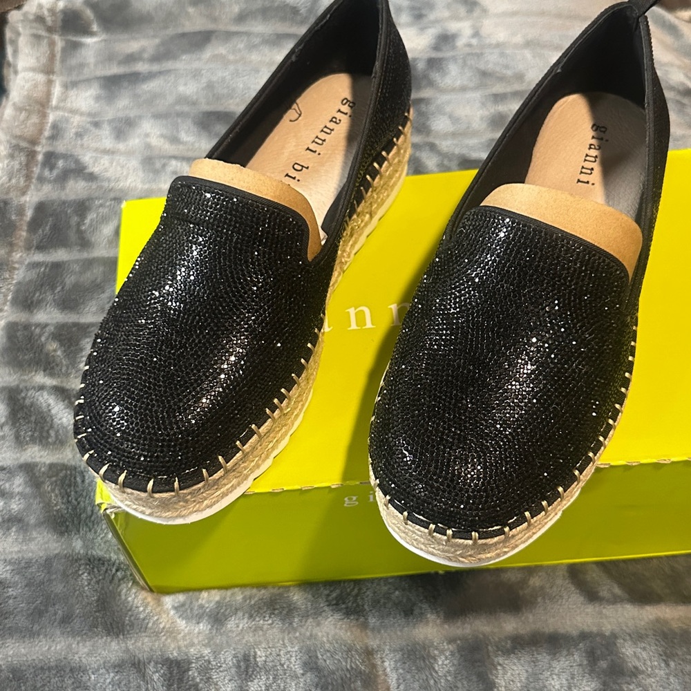 Gianni Bini Black sparkle Kaden Espadrille